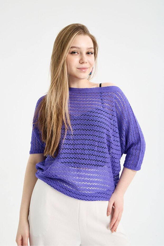 Kadın Triko Örme Salaş İnce Bluz - 2