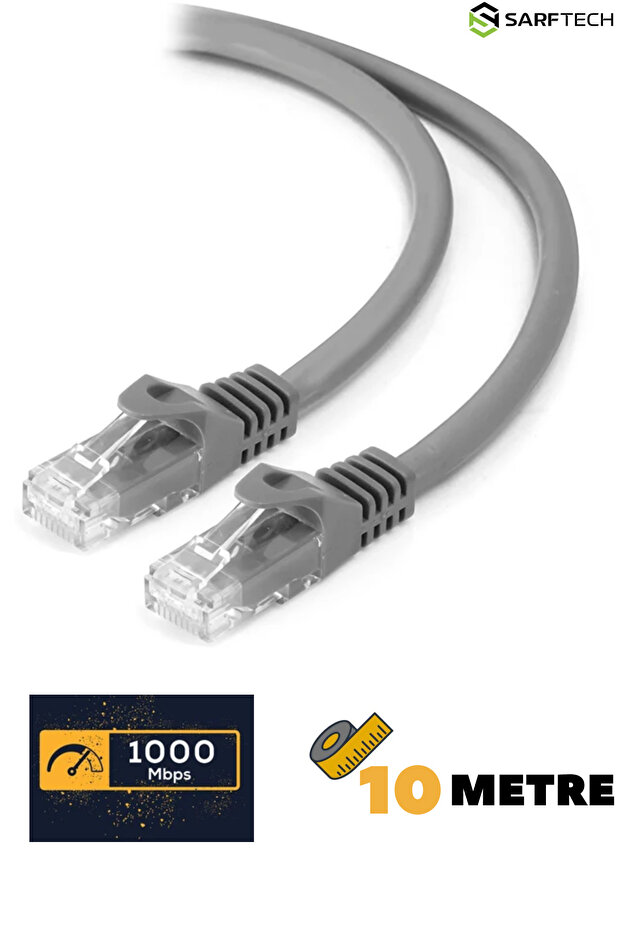 كابل إيثرنت CAT6 بطول 10 أمتار للاستخدام الداخلي والخارجي، كابل شبكة ممتاز تم اختباره في المصنع