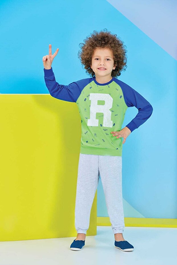 Green Boy's Tracksuit Set - 7688