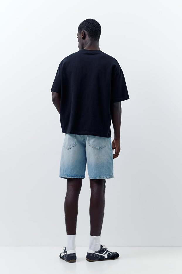 Denim bermuda şort - 5