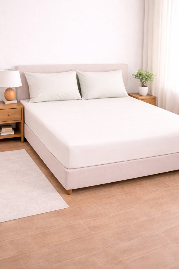 Satin 100% Cotton 210 Tc | 82 Elastic Fitted Sheet Set | Pillowcase Included | Single and Double