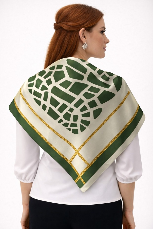 Choose Your Style Green Mosaic Chain Scarf / Bandana / Accessory / Scarf 90X90 cm