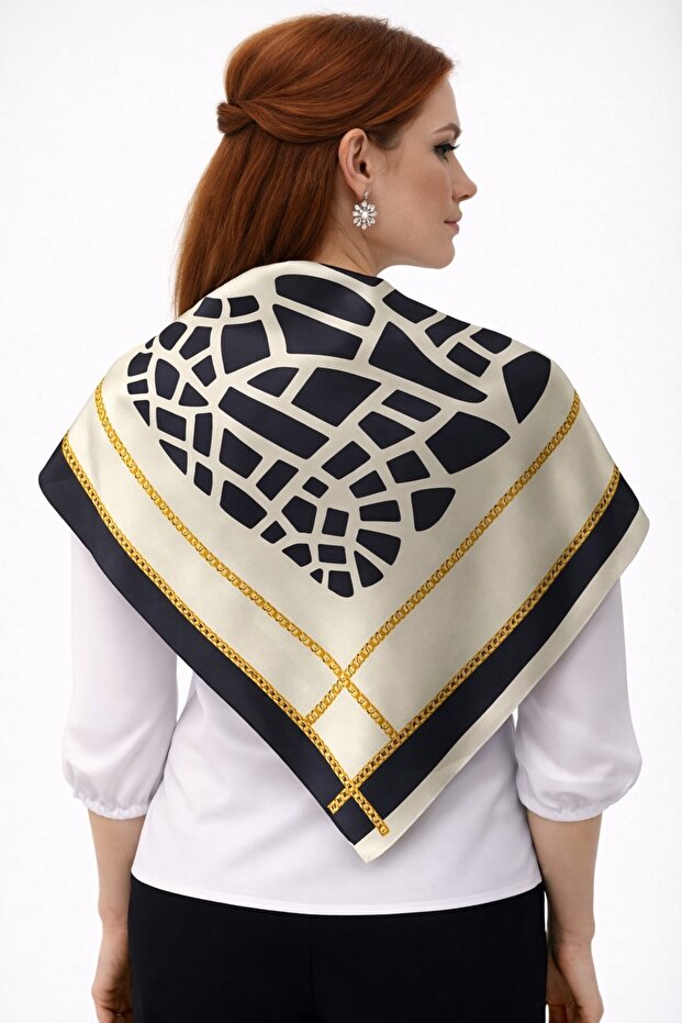 Choose Your Style Black Mosaic Chain Scarf / Bandana / Accessory / Scarf 90X90 cm