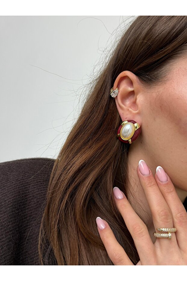 Oval Pearl Detailed Trendy Earrings