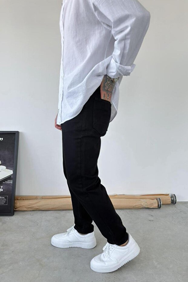 Black Basic Boyfriend Pants - 2