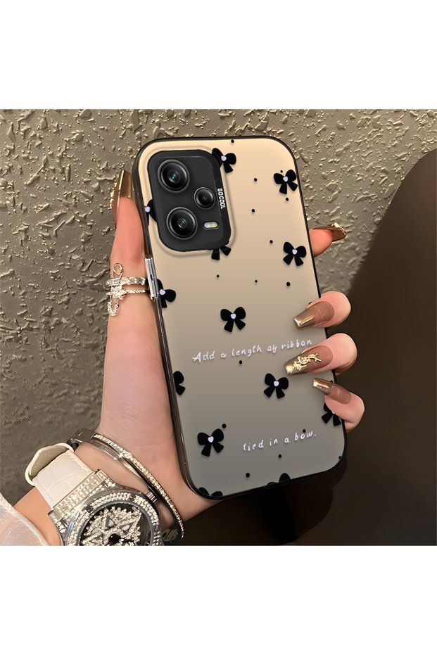 Redmi Note 12 Pro 5g Compatible Silicone Edge Hard Back Anti-Fall Phone Case Small Bow