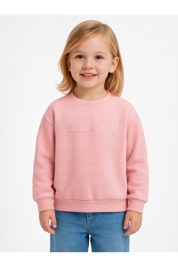 Peri̇ 23703-26 Girl's Floral Embroidery Detailed Sweatshirt Comfortable Fit for Daily Use