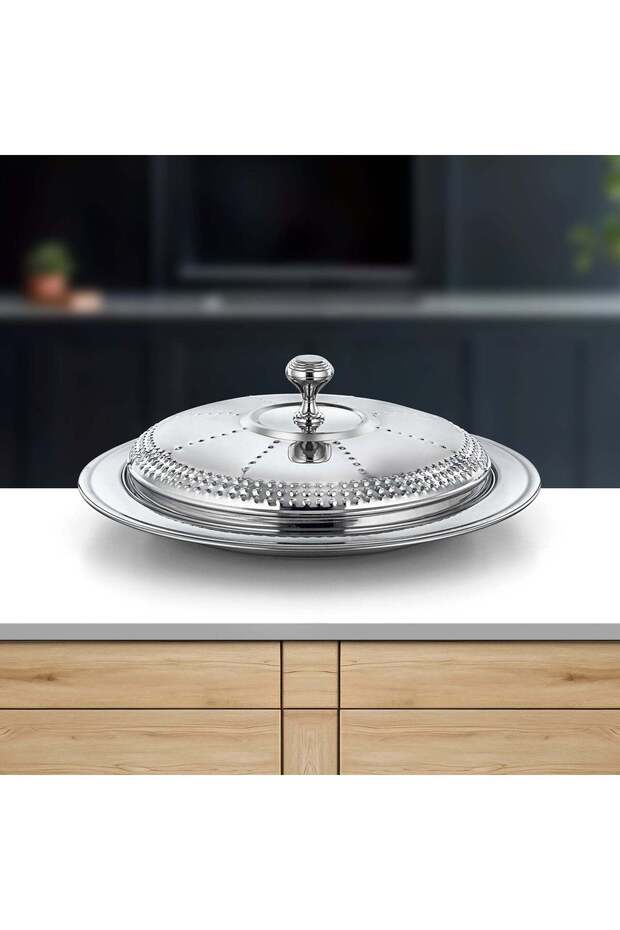 Tray with Cover 50 cm Silver