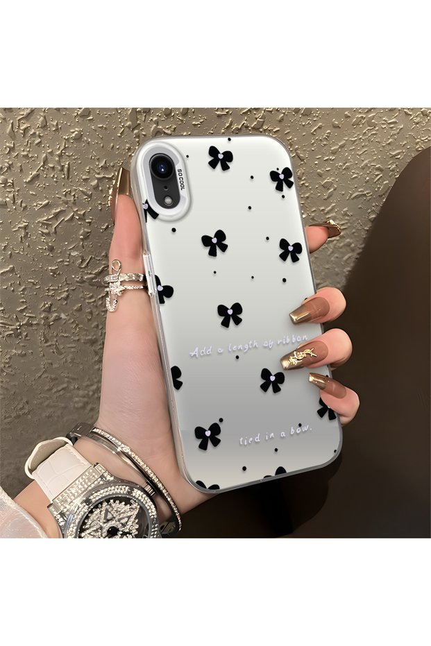 iPhone Xr Compatible Silicone Edge Hard Back Anti Fall Phone Case Small Bow