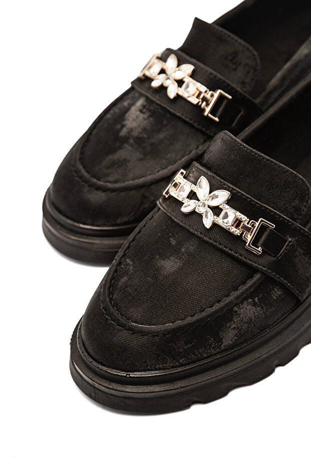 Mdl 758 Satin Butterfly Stone Detailed Loafer