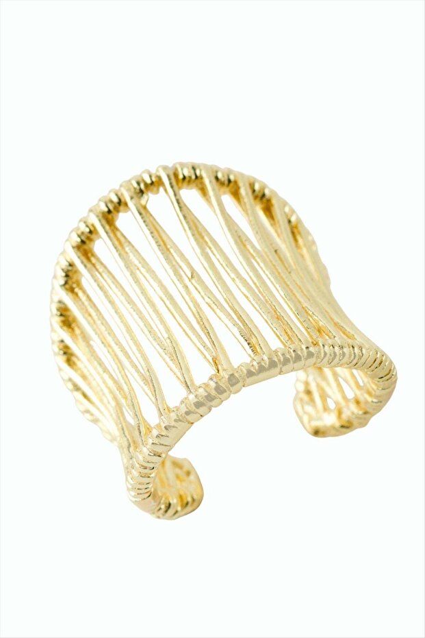 GLD-SPT- خاتم معدني متعرج - (231446) لون فضي