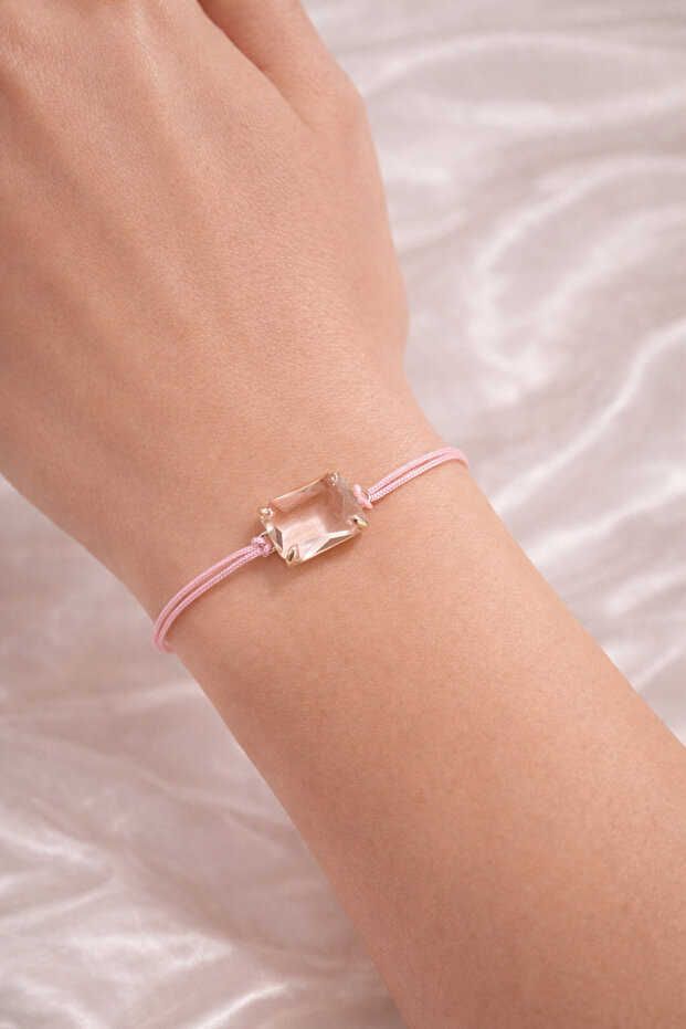 Stone-Embellished Adjustable Rope Bracelet Minimal Stylish Design