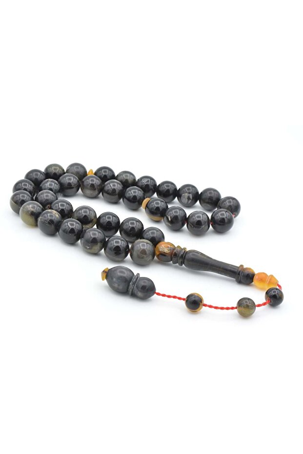 Systematic Globe Cut Large Size Black Ram's Horn Prayer Beads
