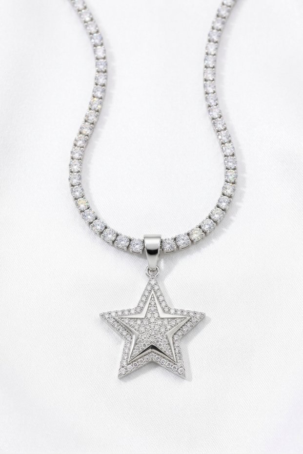 Starry Waterway Model Zircon Stone Silver Color Stainless Steel Women's Necklace