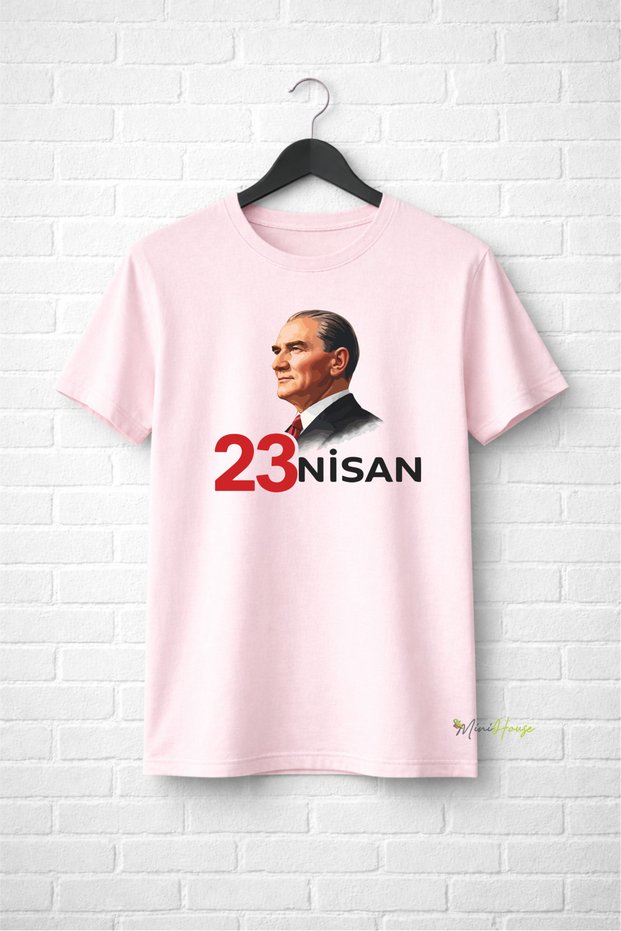 Ataturk Printed Flag 23 April T-Shirt 100% Cotton