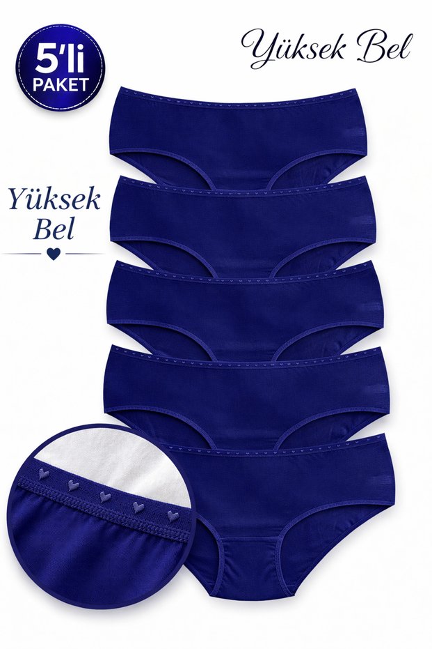 Women's High Waist Panties with Heart Detail Elastic
