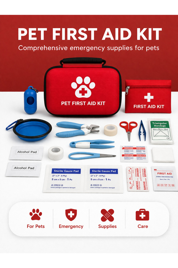 Pet Emergency Aid Kit (with Bag) (Content Description in Description)