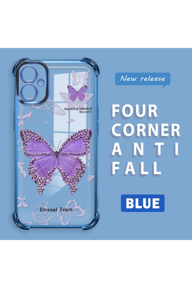 Samsung Galaxy A04E Compatible Camera Protected Transparent Soft Silicone Phone Case Butterfly Pattern