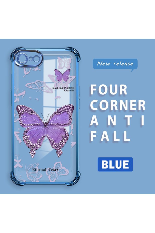 iPhone 7 Compatible Camera Protected Transparent Soft Silicone Phone Case Butterfly Pattern