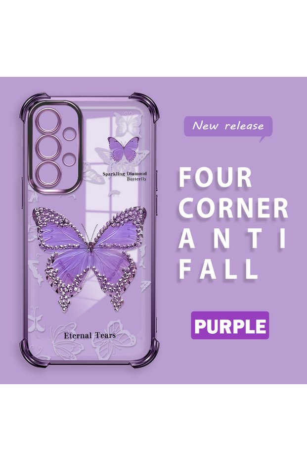 Samsung Galaxy A33 Compatible Camera Protected Transparent Soft Silicone Phone Case Butterfly Pattern