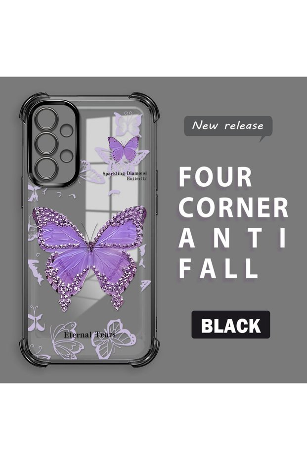 Samsung Galaxy A13 4g Compatible Camera Protected Transparent Soft Silicone Phone Case Butterfly Pattern
