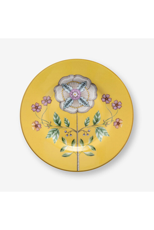 Lily & Lotus Yellow Porcelain Petit Four Plate 12 cm