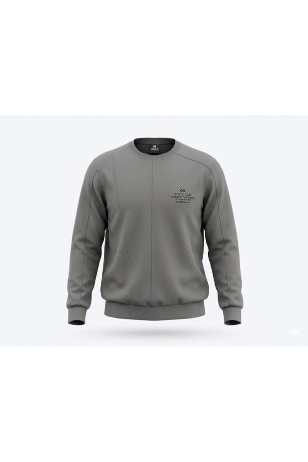 Men's Gray Men's S-Shirt O-Neck Sweatshirt T18Er-88490-010
