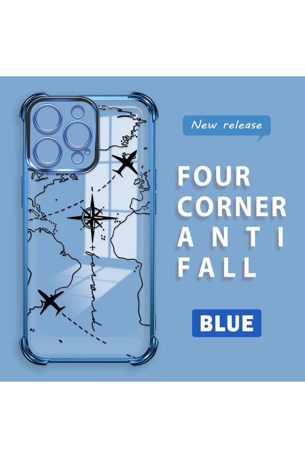 iPhone 15 Pro Compatible Camera Protected Transparent Soft Silicone Phone Case Airplane Pattern