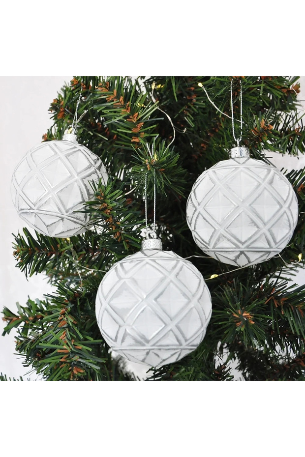 Luxury Tree Ornaments 3-Piece - 8cm - White Model 2