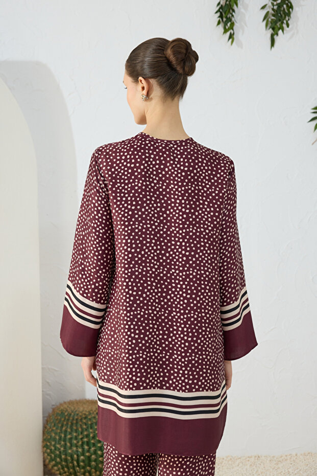 Bordo Desenli Tunik - 6