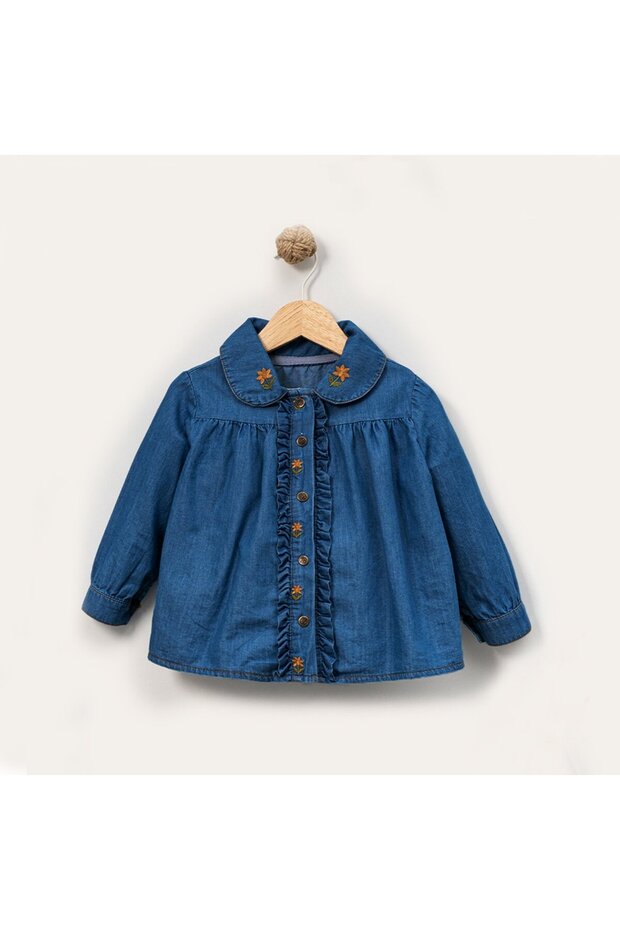 Girl's Comfortable Fit Loose Jeans Shirt