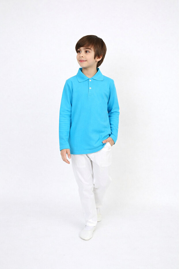 Boys' Long Sleeve Polo Collar T-Shirt and Pants Set
