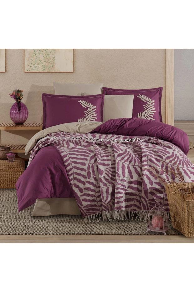 100% Cotton Double Duvet Cover Set Liora V1 Lilac