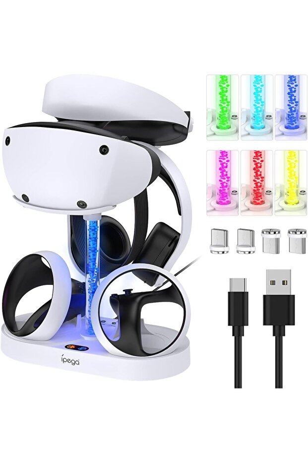 محطة شحن متوافقة مع PS5 VR2، حامل عرض لسماعة الرأس، قاعدة مغناطيسية بمنفذ USB C