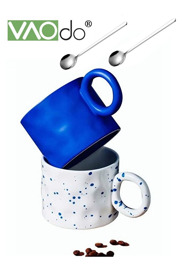 2PCS Creative Coffee Cup Novelty Mug for Coffee Juice Water Milk Home Office Ceramic Cup with Unique