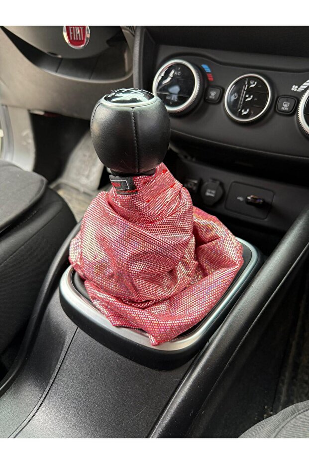 Hologram Dotted Gear Shift Cover Decoration Red