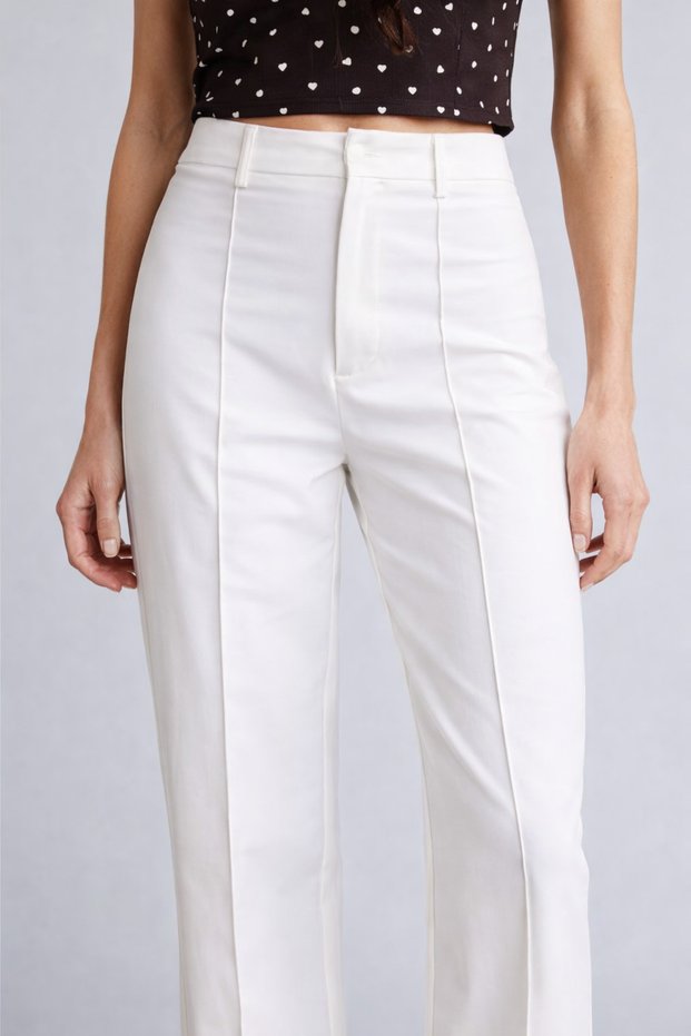 Wide Leg High Waist Pocketless Trousers Women's Straight Leg Stylish Casual & Office Pants