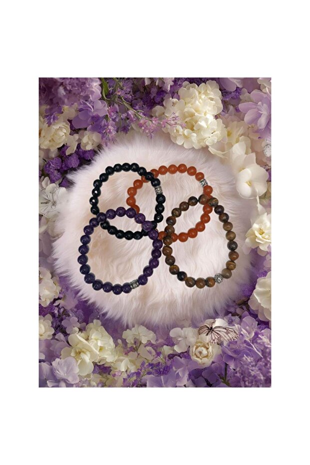 Best 4-Piece Original Amethyst, Tiger's Eye, Agate and Onyx Stone Bracelet
