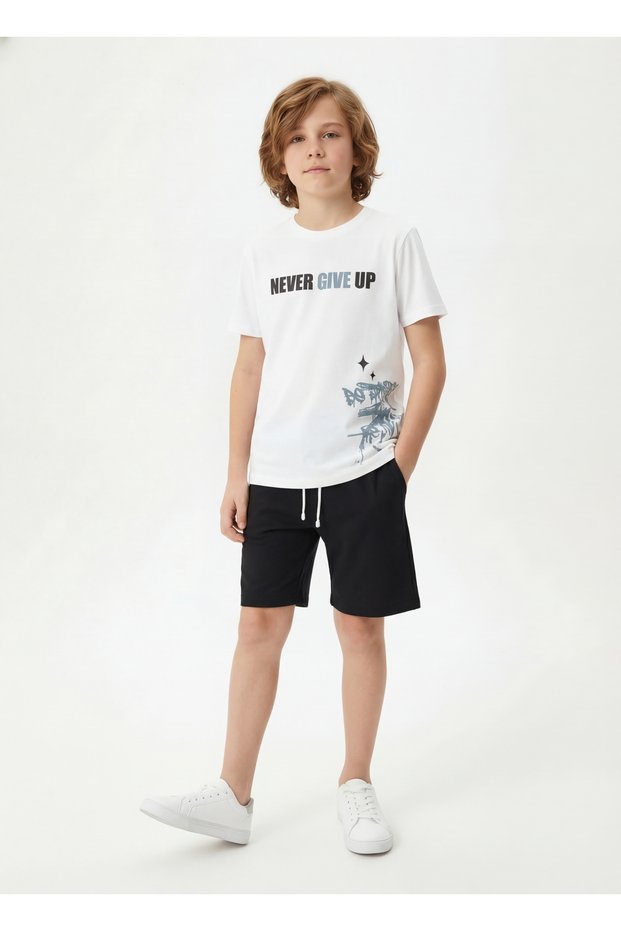 Summer Never Give up Printed Capri Boys' Top and Bottom Set
