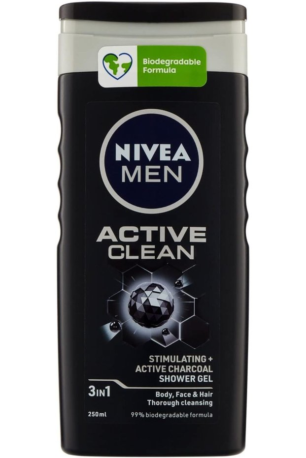 Active Clean 3 in 1 Shower Gel 250 ml (Active Charcoal)