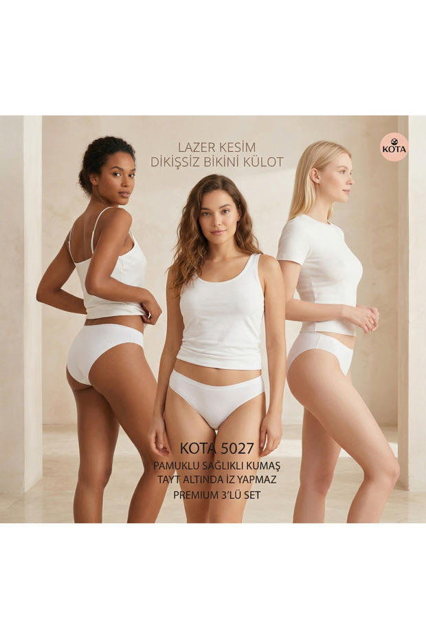 3-Pack Laser Cut Seamless Bikini Panties - Healthy 100% Cotton Fabric