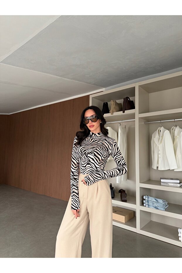 Patterned Fisherman's Blouse - Tiger Pattern