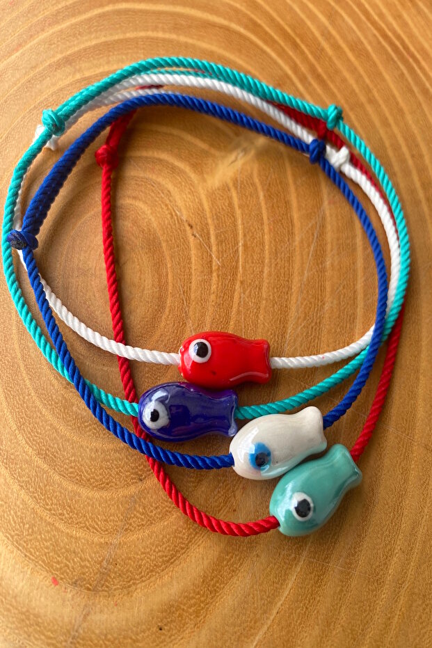 4-Piece Ceramic Colored Fish Adjustable Rope Anklet - 2