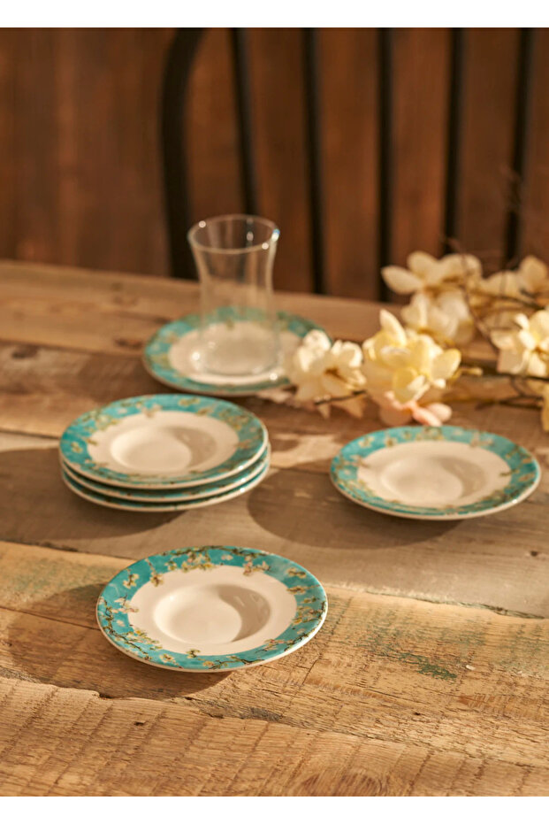 Van Gogh Almond Blossom Set of 6 Tea Plates Turquoise (12 cm)