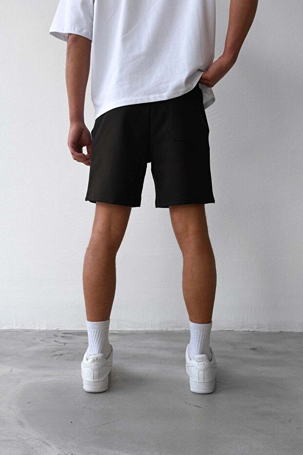 Basic Bel Lastikli Siyah Şort - 2