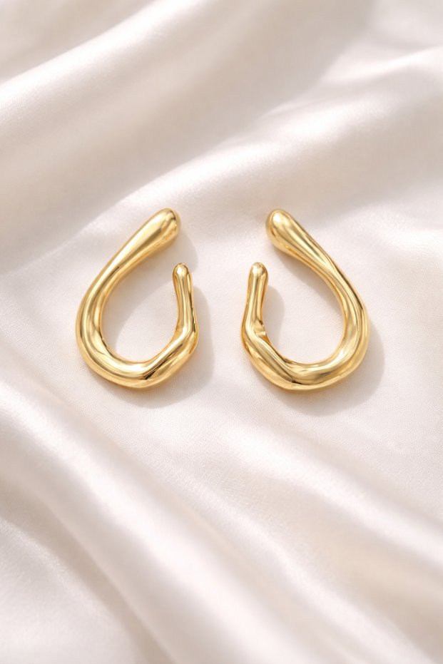 Minimal Asymmetric Gold Earrings Modern Stylish Design, Suitable for Daily & Special Occasion Wear