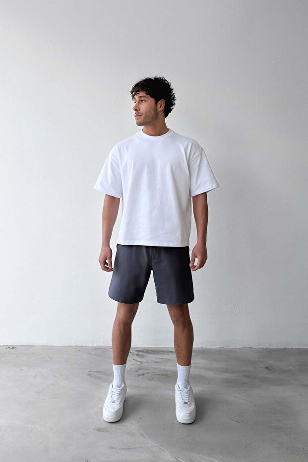 Basic Bel Lastikli Antrasit Şort - 4