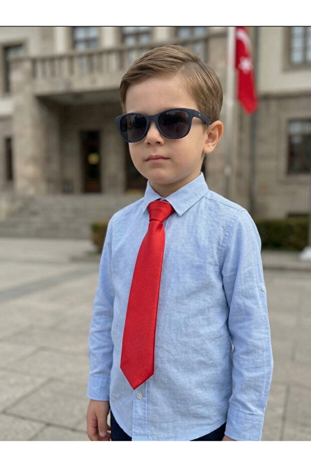 Solid Red Satin Tie for Kids - Boys & Girls Matching (Ages 2-12)