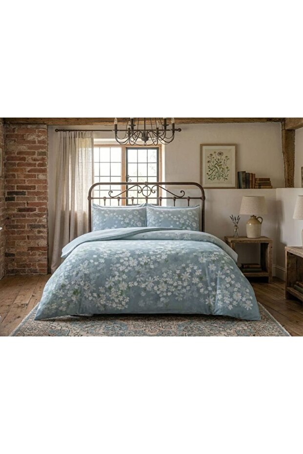 New Season Ranforce Cotton Single Duvet Cover Santa Blue