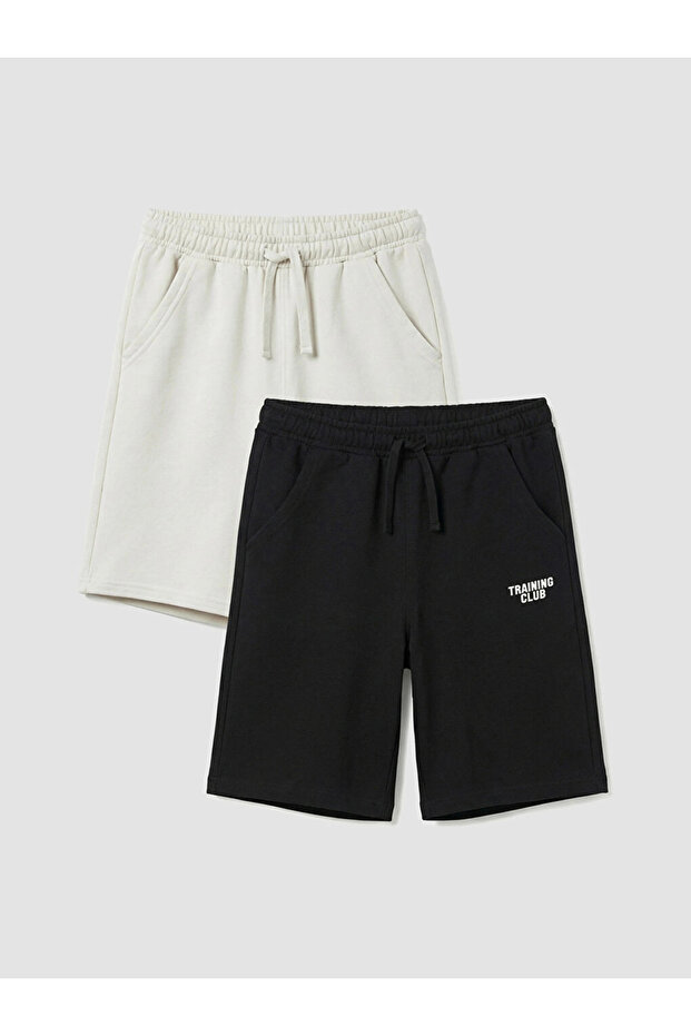 Lcw Kids Black Elastic Waist Boys Shorts 2-Pack